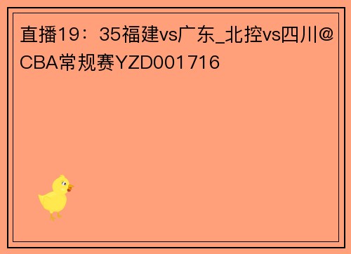 直播19：35福建vs广东_北控vs四川@CBA常规赛YZD001716
